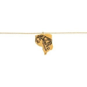 Collier Acier Jaune Carte Guyane Orpailleur 20*26.5mm 45  à 50cm
