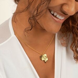 Collier Acier Jaune Carte Guyane Orpailleur 20*26.5mm 45  à 50cm