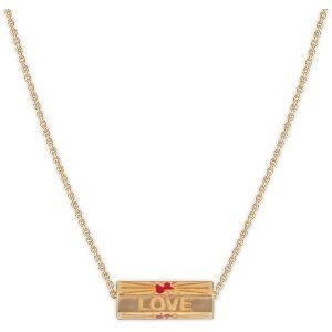 Collier Plaqué Or Talisman 20*8mm Love Carte Guadeloupe Email Rouge 42  à 45cm
