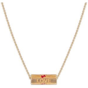 Collier Plaqué Or Talisman 20*8mm Love Carte Guadeloupe Email Rouge 42  à 45cm