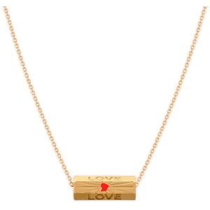 Collier Plaqué Or Talisman 20*8mm Love Carte Guyane Email Rouge 42  à 45cm