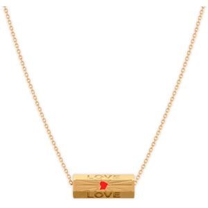 Collier Plaqué Or Talisman 20*8mm Love Carte Guyane Email Rouge 42  à 45cm