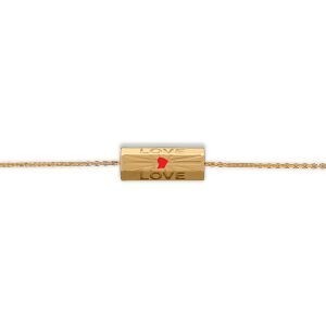 Collier Plaqué Or Talisman 20*8mm Love Carte Guyane Email Rouge 42  à 45cm