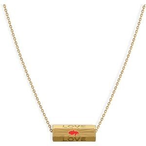Collier Plaqué Or Talisman 20*8mm Love Carte Martinique Email Rouge 42  à 45cm