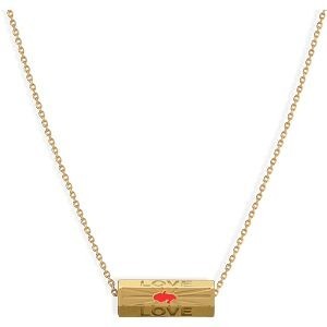 Collier Plaqué Or Talisman 20*8mm Love Carte Martinique Email Rouge 42  à 45cm
