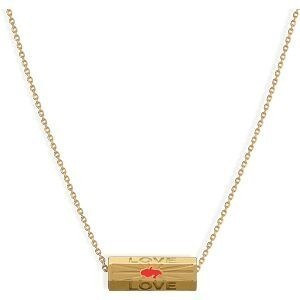 Collier Plaqué Or Talisman 20*8mm Love Carte Martinique Email Rouge 42  à 45cm
