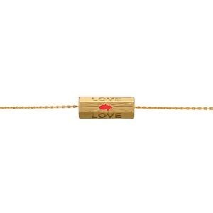 Collier Plaqué Or Talisman 20*8mm Love Carte Martinique Email Rouge 42  à 45cm
