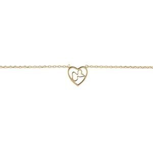 Collier Plaqué Or Cœur Guadeloupe 10mm 42  à 45cm