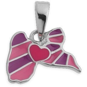 Pendentif Argent 925 Email Carte Guadeloupe Cœur 12*13mm Avec Bélière