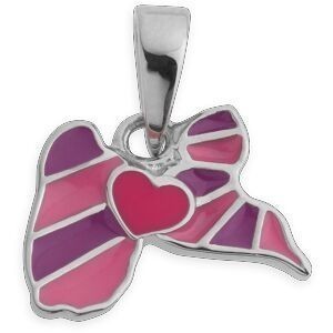 Pendentif Argent 925 Email Carte Guadeloupe Cœur 12*13mm Avec Bélière