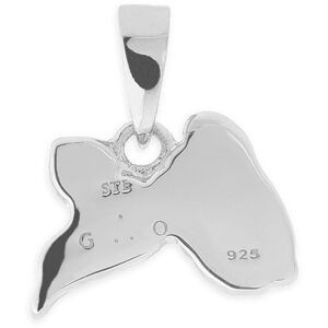 Pendentif Argent 925 Email Carte Guadeloupe Cœur 12*13mm Avec Bélière