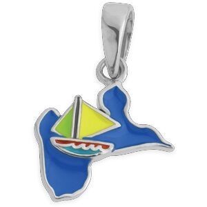 Pendentif Argent 925 Email Guadeloupe Saintoise 12*17mm Avec Bélière
