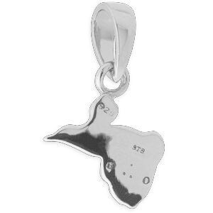 Pendentif Argent 925 Email Carte Guadeloupe Ka 12*17mm Avec Bélière