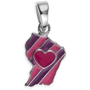 Pendentif Argent 925 Email Carte Guyane Cœur 9*12mm