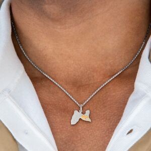 Pendentif Acier Jaune 23.5*25mm Avec Bélière Carte Guadeloupe Margouillat