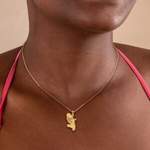 Pendentif Or 375 Carte Martinique Colibri Pailleté 12.5*22mm Avec Bélière