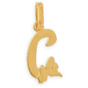 Pendentif Or 375 Initiale C Carte Guadeloupe Avec Bélière