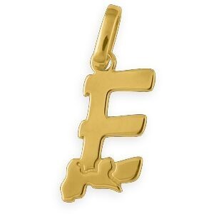 Pendentif Or 375 Initiale E Carte Guadeloupe 7*18mm Avec Bélière