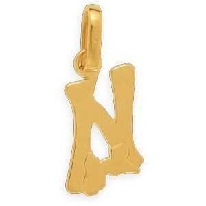 Pendentif Or 375 Initiale N Carte Guadeloupe 8*17mm Avec Bélière