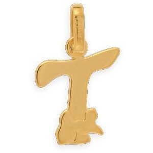 Pendentif Or 375 Initiale T Carte Guadeloupe 10*18mm Avec Bélière