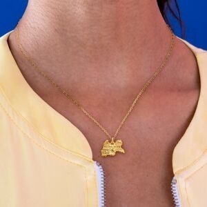 Pendentif Or 375 Hibiscus Carte Guadeloupe 17*14mm Avec Bélière