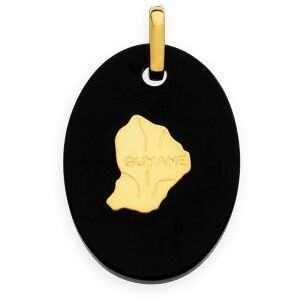 Pendentif Or 750 Onyx Carte Guyane Ovale 14*22mm Avec Bélière