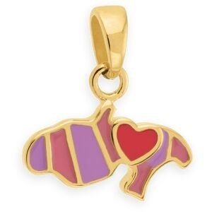 Pendentif Plaqué Or Carte Martinique Email Rose Mauve 13*14mm Avec Bélière