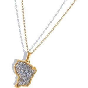 Pendentif Or 750 Carte Guyane Email Pailleté 12.8*21mm Avec Bélière