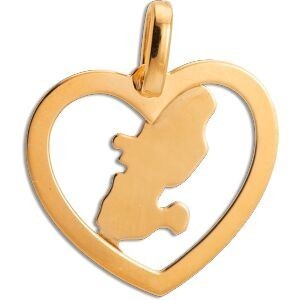 Pendentif Or 375 Cœur Diamanté Carte Martinique 15*17mm Avec Bélière