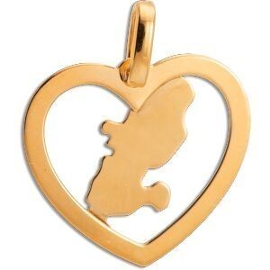 Pendentif Or 375 Cœur Diamanté Carte Martinique 15*17mm Avec Bélière