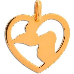Pendentif Or 375 Cœur Carte Guadeloupe Email Pailleté 15*17mm