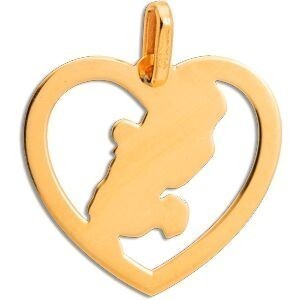 Pendentif Or 375 Cœur Carte Martinique Email Pailleté 15*17mm