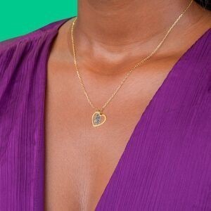 Pendentif Or 375 Cœur Carte Martinique Email Pailleté 15*17mm