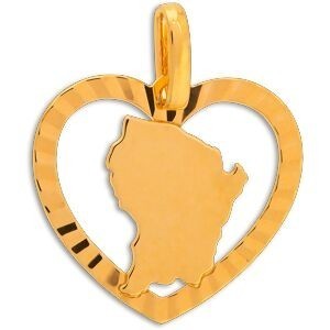 Pendentif O750 Cœur Diamanté Carte Guyane 15*17mm Avec Bélière