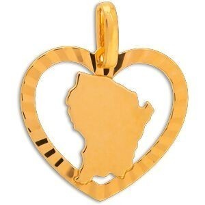 Pendentif O750 Cœur Diamanté Carte Guyane 15*17mm Avec Bélière