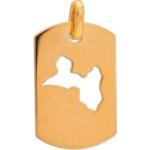 Pendentif Or 375 Carte Guadeloupe 11.5*20mm Avec Bélière