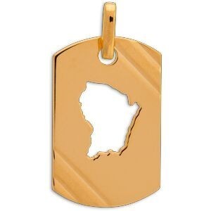 Pendentif Carte Guyane Or 750 11.5*20mm Avec Bélière