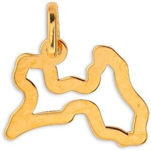 Pendentif Or 375 Diamanté Carte Guadeloupe 13*15mm Avec Bélière