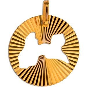 Pendentif Or 375 Diamanté Carte Guadeloupe Ajourée 16*20mm Avec Bélière
