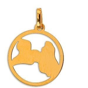 Pendentif Or 375 Carte Guadeloupe Email Pailleté Cerclé 16*20mm Avec Bélière