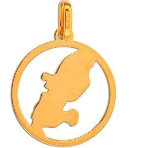 Pendentif Or 375 Carte Martinique Email Pailleté Cerclé 16*20mm Avec Bélière