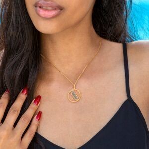 Pendentif Or 375 Carte Martinique Email Pailleté Cerclé 16*20mm Avec Bélière