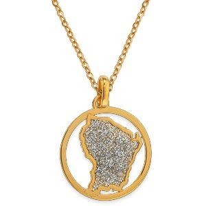 Pendentif Or 750 Carte Guyane Email Pailleté Cerclé  16*20mm Avec Bélière