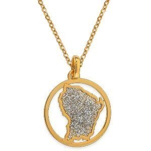 Pendentif Or 750 Carte Guyane Email Pailleté Cerclé  16*20mm Avec Bélière