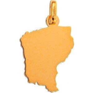 Pendentif Or 750 Carte Guyane Hibiscus Email Orange 12*20mm Avec Bélière