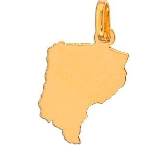 Pendentif Or 750 Carte Guyane Gravure 973 Colibri Palmier 12*20mm Avec Bélière