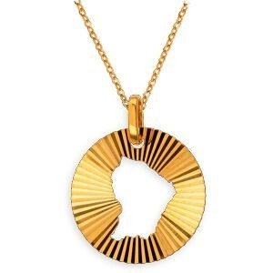 Pendentif Or 750 Diamanté Carte Guyane Ajourée 16*20mm Avec Bélière