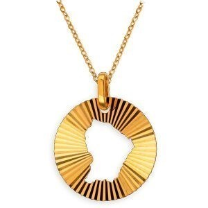 Pendentif Or 750 Diamanté Carte Guyane Ajourée 16*20mm Avec Bélière