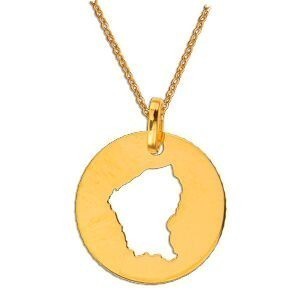 Pendentif Or 750 Diamanté Carte Guyane Ajourée 16*20mm Avec Bélière