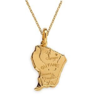 Pendentif Or 750 Carte Guyane 16.3*27mm Avec Bélière